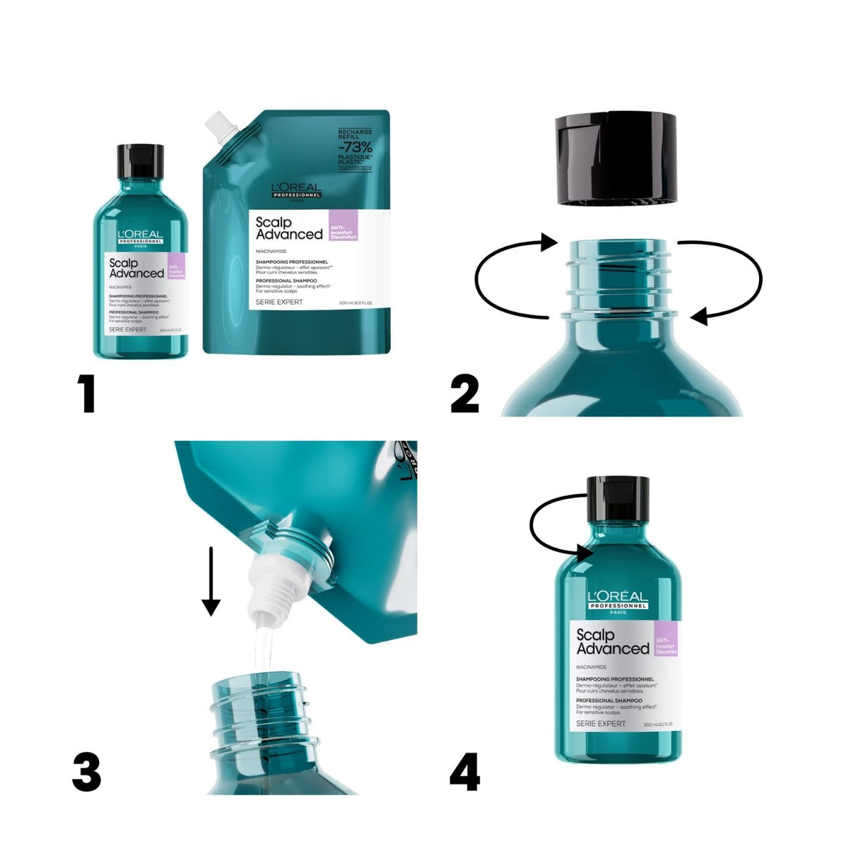 Éco-Recharge Shampoing Dermo Régulateur Anti-Inconfort Scalp Advanced L'Oréal Professionnel 500 ML