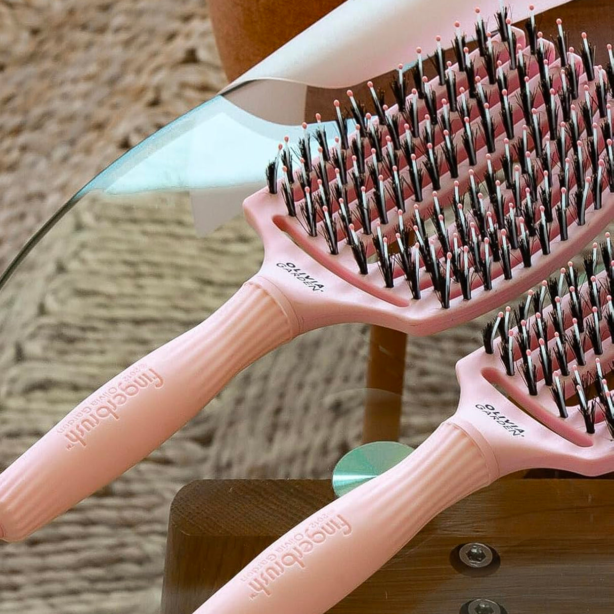 Brosse démêlante Fingerbrush Combo Pastel Pink Grande Olivia Garden