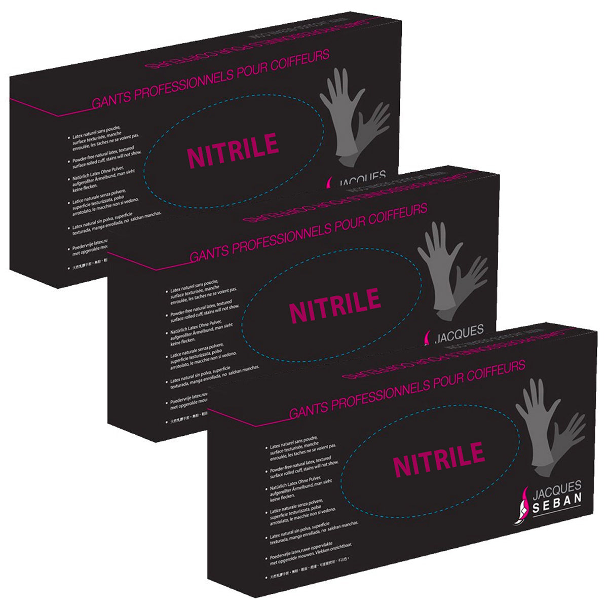 Gants Nitrile Noir Jetables, Boîte de 100