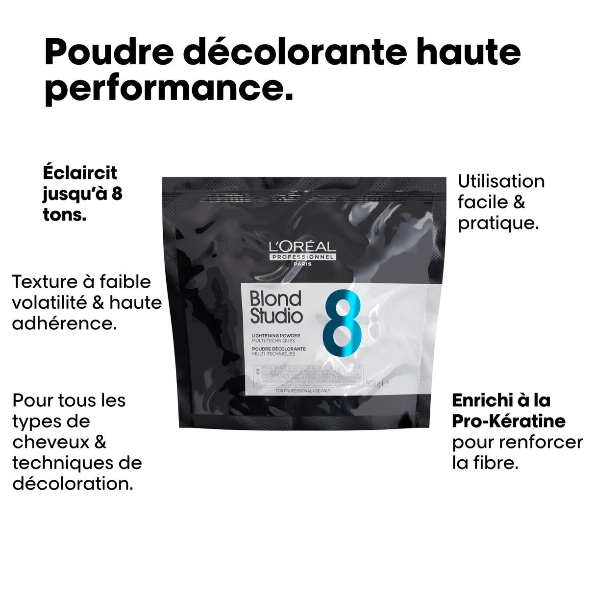 Poudre Décolorante Multi-Techniques 8 Blond Studio L'Oréal Professionnel 500G (Sachet)