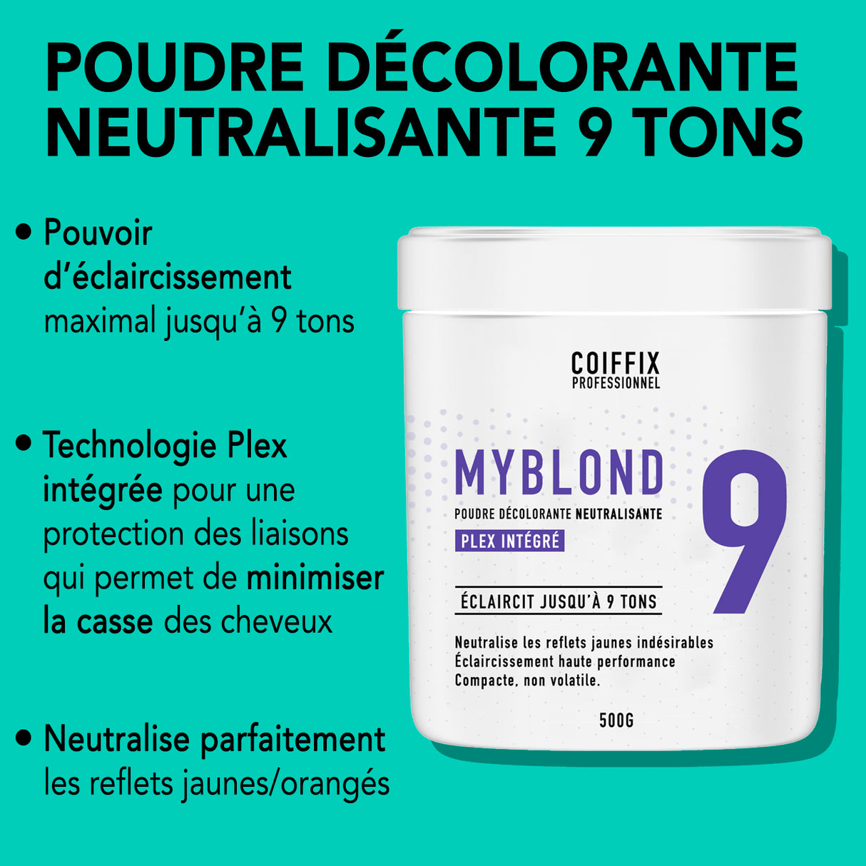 Pack Oxydant 40 Vol + 3 Sachets Poudres Décolorantes 9 Tons MyBlond Coiffix Professionnel