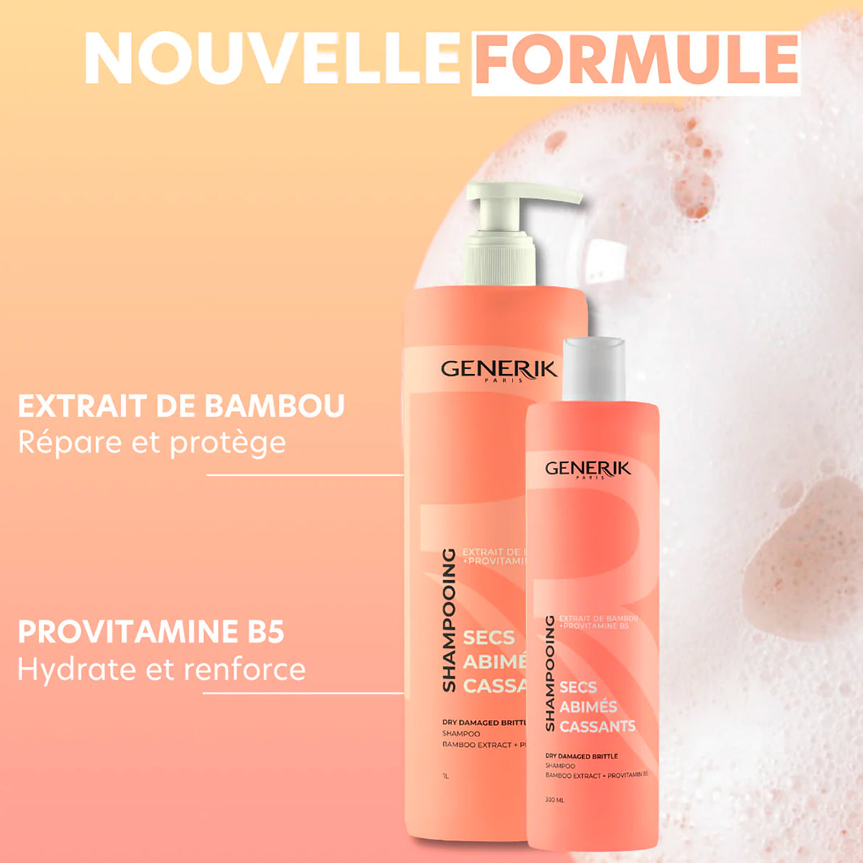 Shampoing Cheveux Secs/Abîmés/Cassants Generik 1 Litre