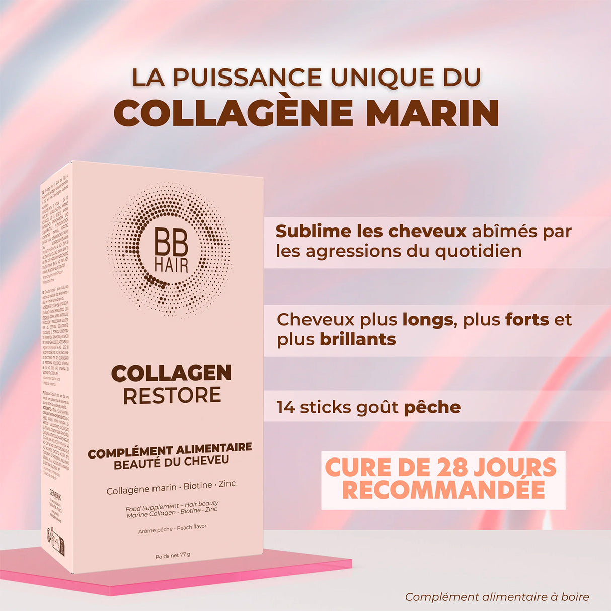 14 Sticks Complément Alimentaire Collagen Restore BBHair Generik