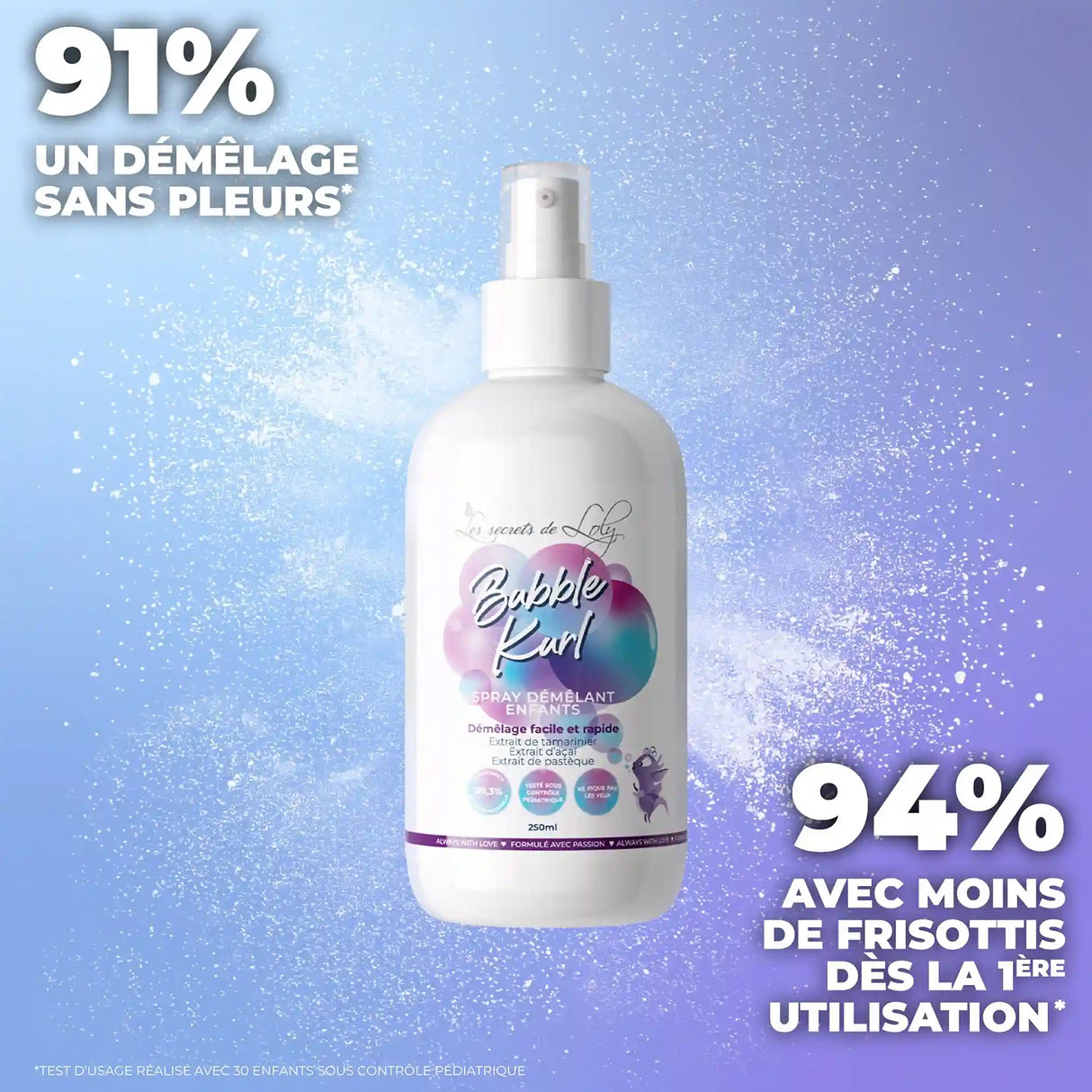 Spray Démêlant Enfant Bubble Kurl Les Secrets de Loly 250 ML