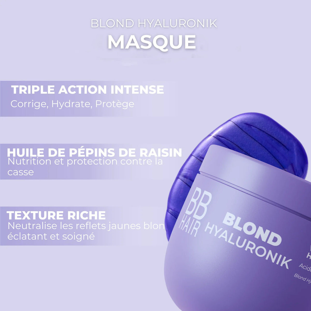 Masque Violet Neutralisant Blond Hyaluronik BBHair Generik